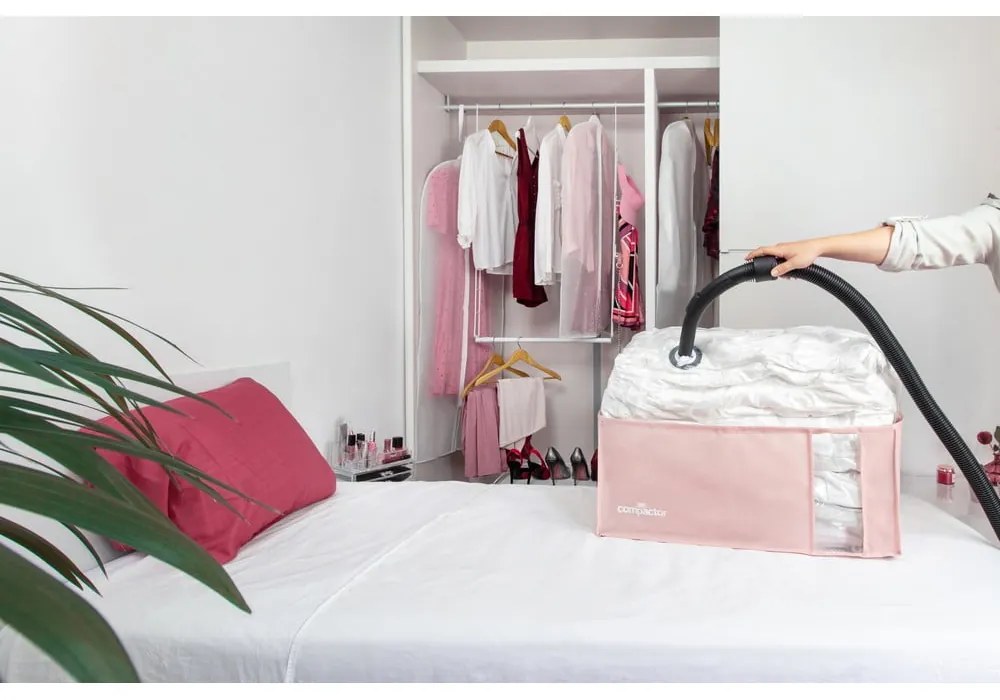 Vákuumos műanyag ruhatároló doboz 65x45x27 cm Pink Edition – Compactor