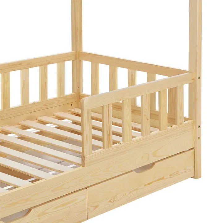 Juskys Nalu gyerekágy 90x200 cm tárolóval – natúr