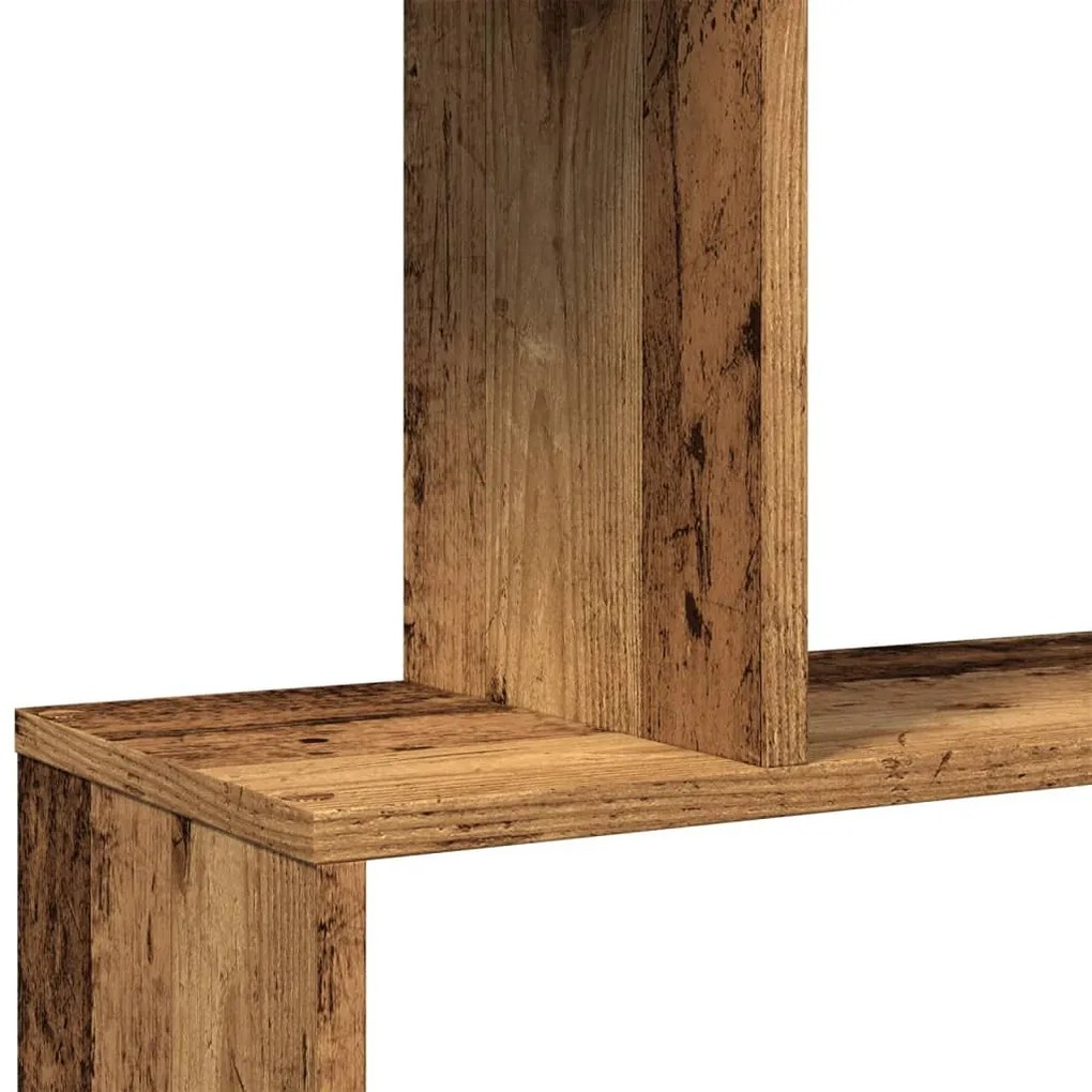 6 szintes antik fa színű fa elválasztó könyvespolc 70x24x193 cm