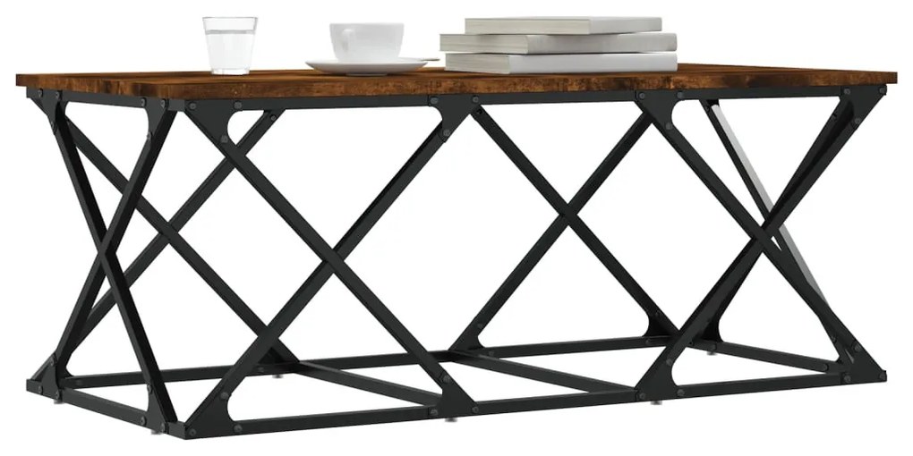 Füstös tölgy színű szerelt fa dohányzóasztal 100 x 49 x 40 cm