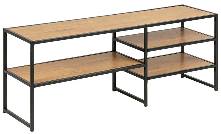 Fekete-natúr színű TV-állvány tölgyfa dekorral 120x46 cm Seaford – Actona