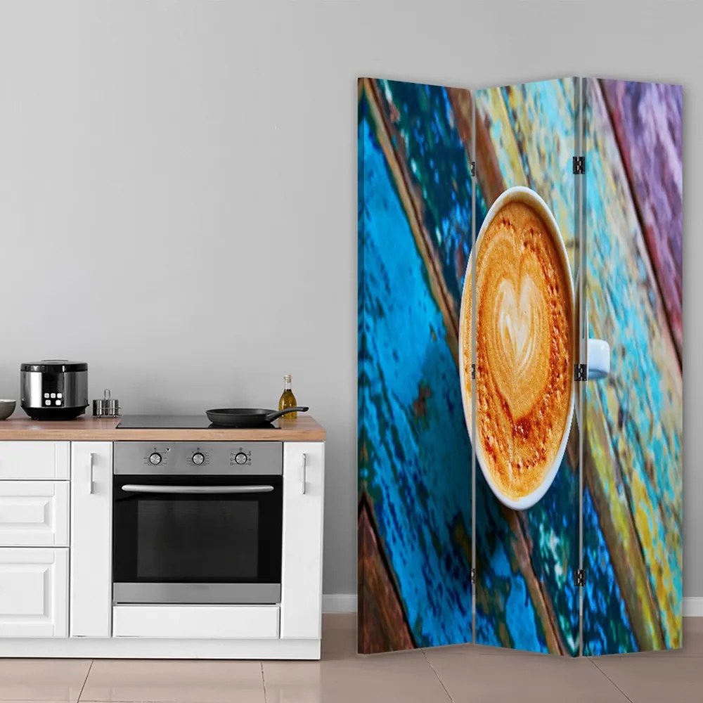 Gario Paraván Kávé rusztikus asztalon Méret: 180 x 170 cm, Kivitelezés: Klasszikus paraván