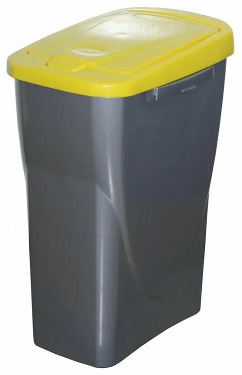 Szelektív hulladékgyűjtő kosár, 42 x 31 x 21 cm, sárga fedél, 15 l