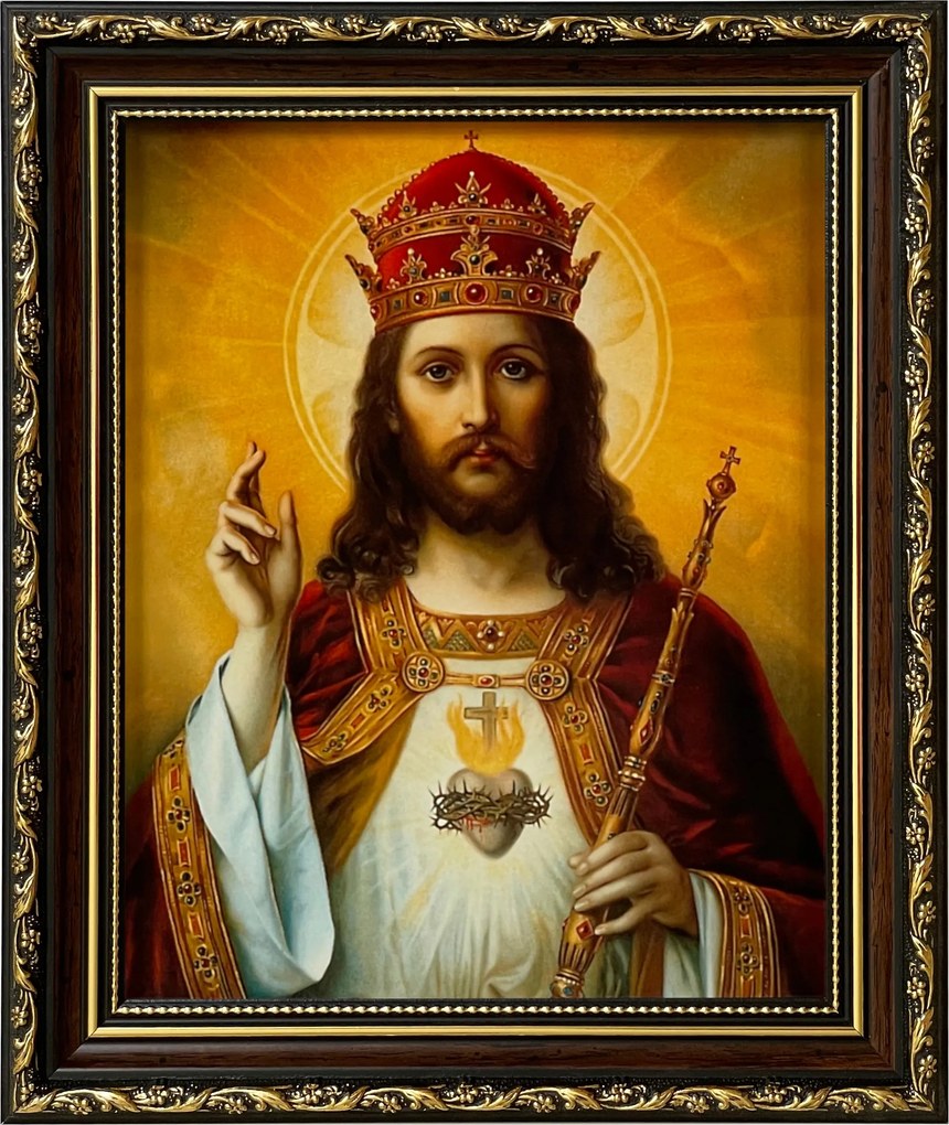 Vászonkép 31x26 Jézus Krisztus Király Díszített Keret