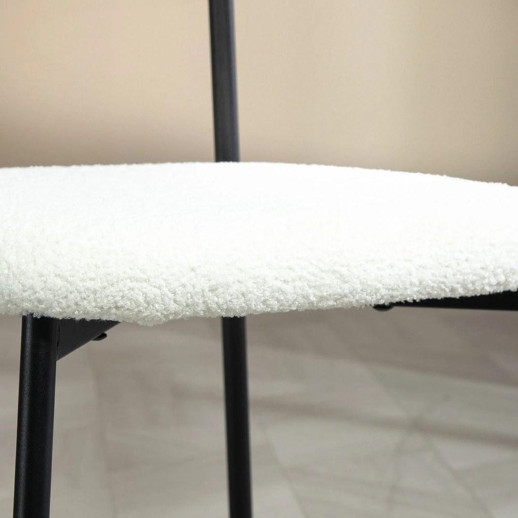 HOMCOM 2 darabos vintage étkezőszék készlet shaggy üléssel és ívelt fa háttámlával, nappalihoz, étkezőhöz, hálószobához, krém és barna | Aosom