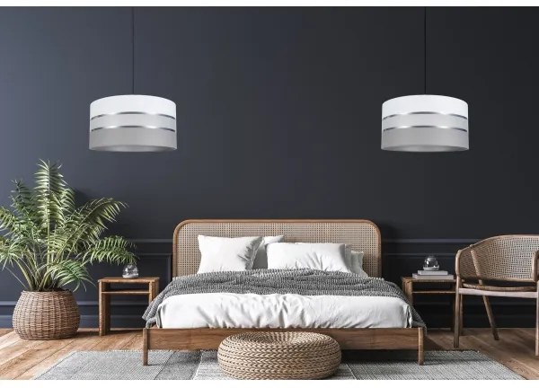 Csillár zsinóron CORAL 1xE27/60W/230V á. 40 cm fehér/szürke