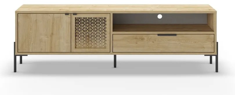 Natúr színű TV-állvány tölgyfa dekorral 160x50 cm Inca – Marckeric