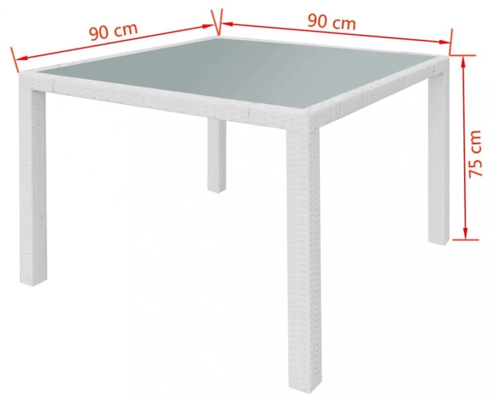 5 darabos krémfehér kültéri polyrattan étkezőkészlet