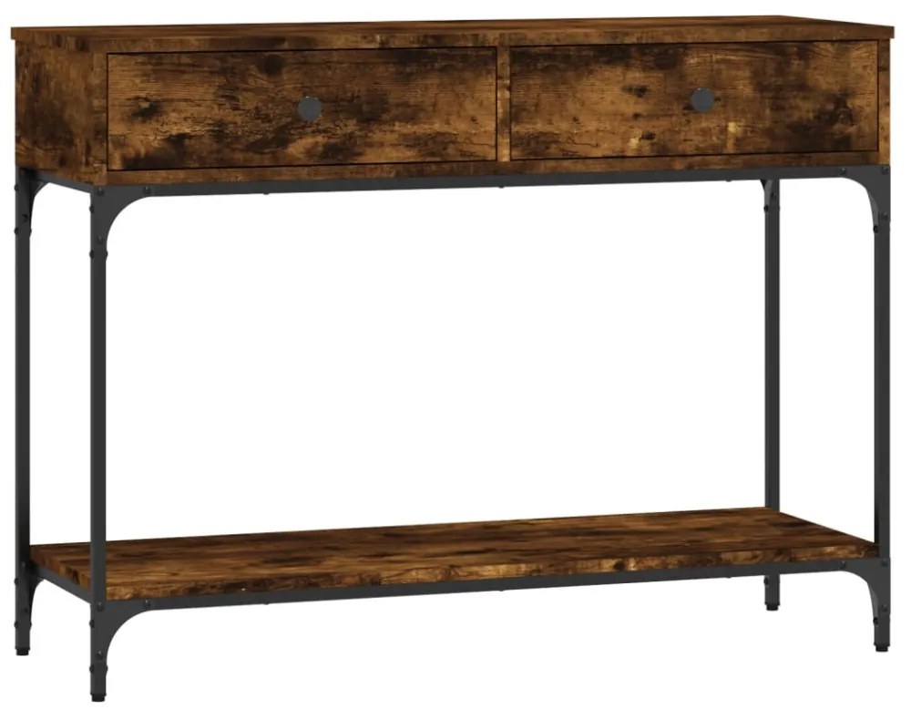 füstös tölgy színű szerelt fa tálalóasztal 100 x 34,5 x 75 cm