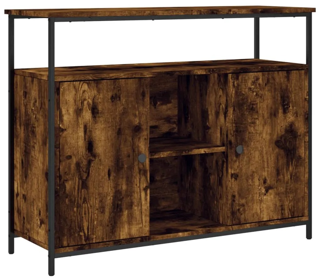 füstös tölgy színű szerelt fa tálalószekrény 100 x 35 x 80 cm