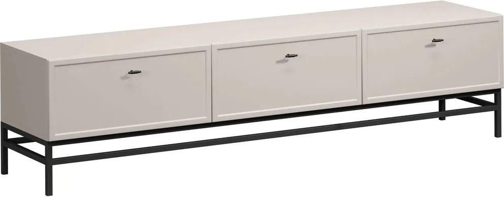 Lorini fiókos TV szekrény 200 cm - kasmír / fekete T-bar fogantyúk / keret