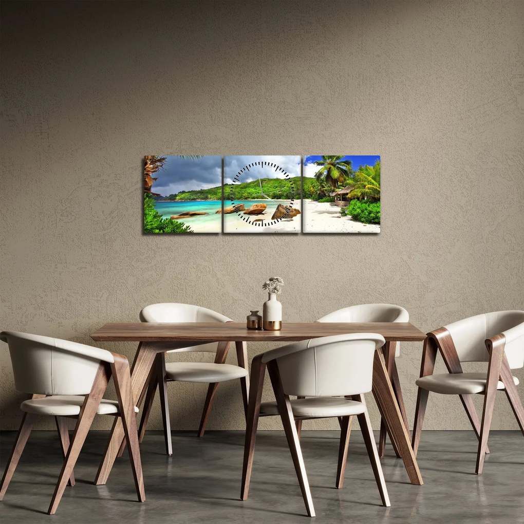 Kép - Seychelle-szigetek, Takamaka tengerpart (órával) (90x30 cm)