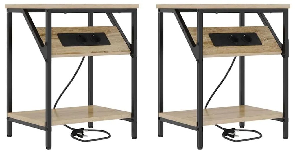 Éjjeli Szekrények 2 pcs sonoma tölgy 38 x 30 x 48 cm Faanyag