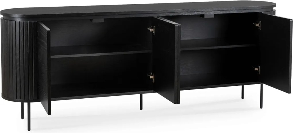 Komód 200 cm, négyajtós kivitelben, fekete színben BECK