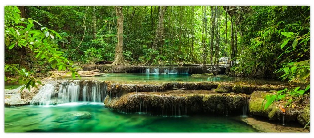 Kép - Erawan vízesés Kanchanaburiban, Thaiföldön (120x50 cm)