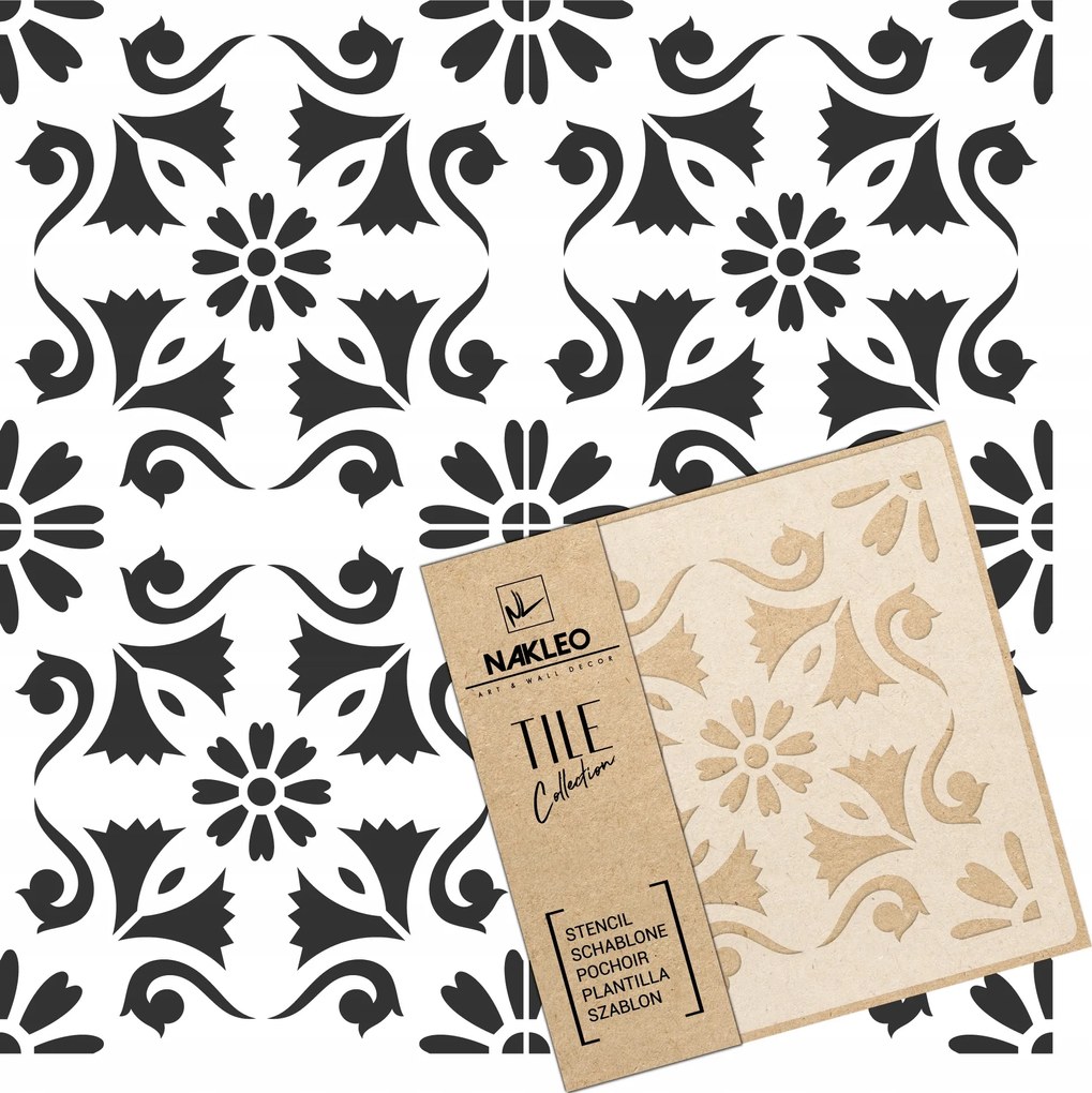 Festősablon Csempe Csempék Többször felhasználható 15x15cm Spanyol minta Escalos