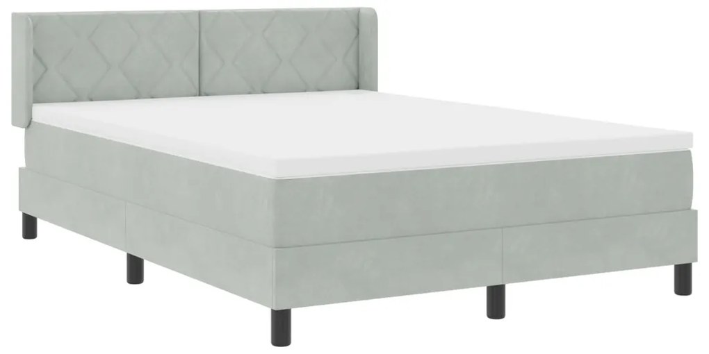 Boxspringágy Matrac Közepes Szürke 140x200 cm Bársony
