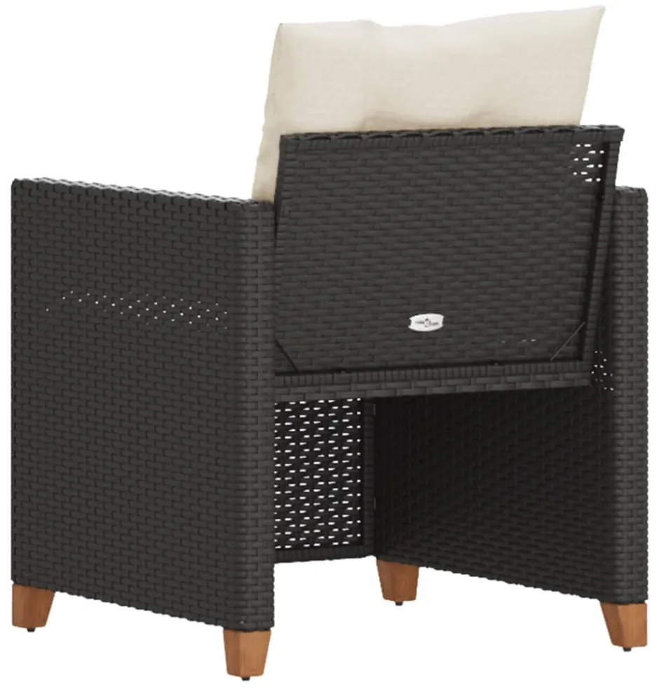 fekete polyrattan kerti szék párnákkal