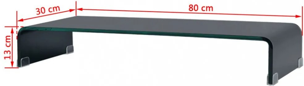 Fekete üveg TV/monitor állvány 80x30x13 cm
