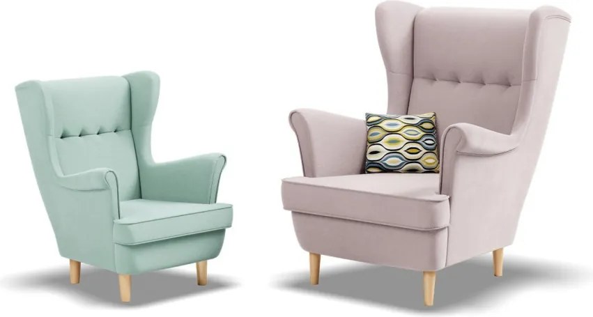 Uszak Mini fotel, bársony, kék