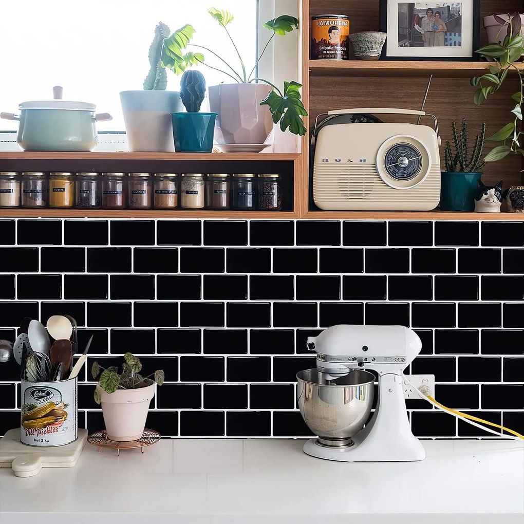 PIPPER | Felragasztható csempe - 3D mozaik - Fekete tégla