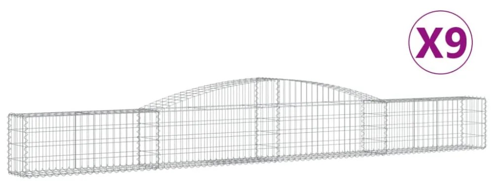 9 db íves horganyzott vas gabion kosár 400x30x40/60 cm