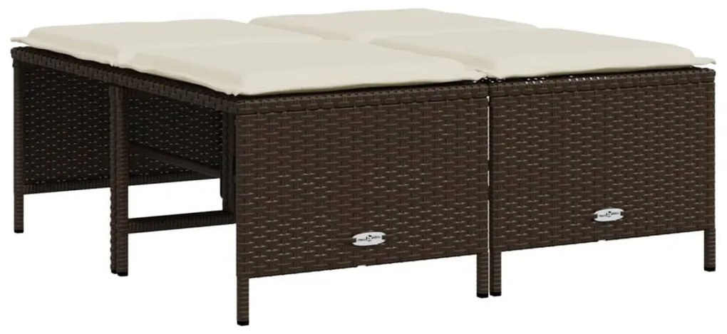 4 db barna polyrattan szék párnákkal