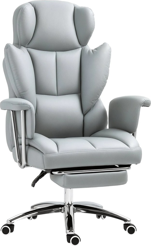 HOMCOM Munkaasztali Szék Fekvő Funkcióval, Ergonomikus Íróasztali Szék, Magasságban Állítható Forgószék Lábbal, Párnázott, Max. 120 kg teherbírású, Ir