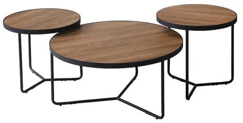 Demeter II dohányzóasztal szett 80cm Dió - Fekete