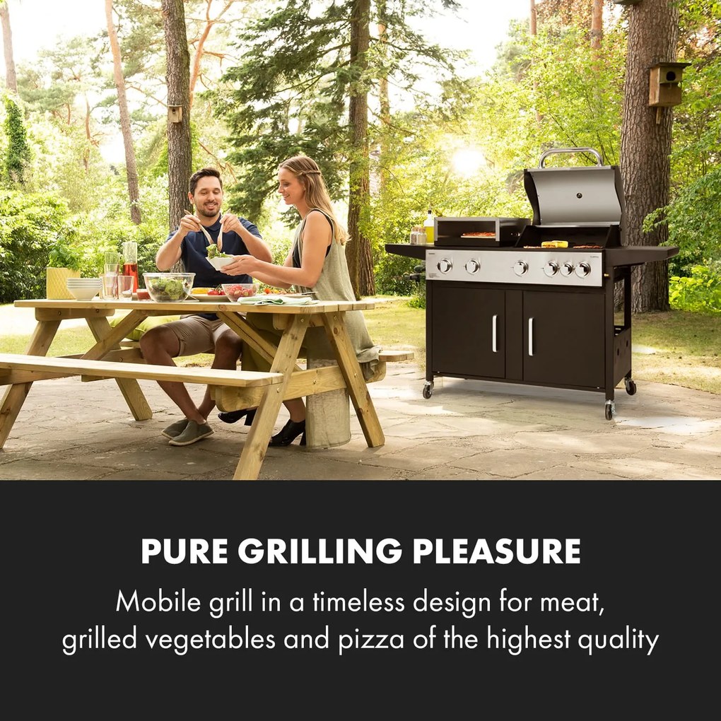 Kingsville XL, kombinált grill, gáz, pizzasütő, 20,5 kW, 5 + 1 égő