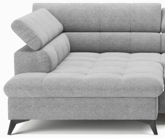 Szürke, balos, L-alakú MARANO sarokkanapé ággyá nyitható