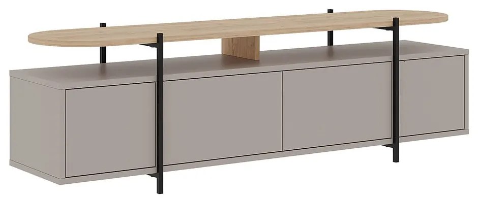Szürke-bézs TV-állvány tölgyfa dekorral 160x48 cm Hinoa – Marckeric