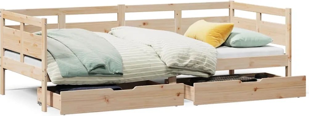 vidaXL tömör fenyőfa kanapéágy fiókokkal 80 x 200 cm