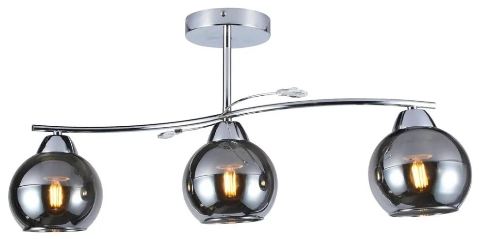 Csillár rúdon CONNOR 3xE27/15W/230V fényezett króm/szürke