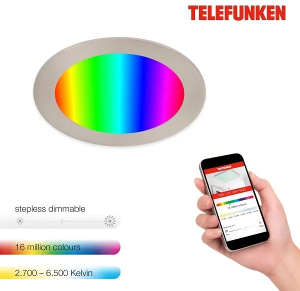 Telefunken 309402TF - LED RGBW Dimmelhető fürdőszobai beépíthető lámpa LED/12W/230V IP23 Wi-Fi Tuya