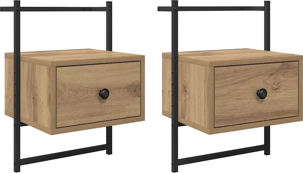 vidaXL Éjjeliszekrény 2 pcs Artisan tölgy 35 x 30 x 51 cm Faanyag