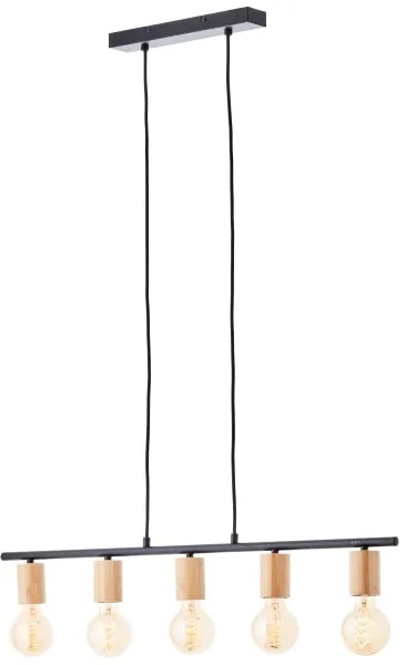Brilliant - Függőlámpa kábellel KERRY 5xE27/40W/230V fekete/bambusz