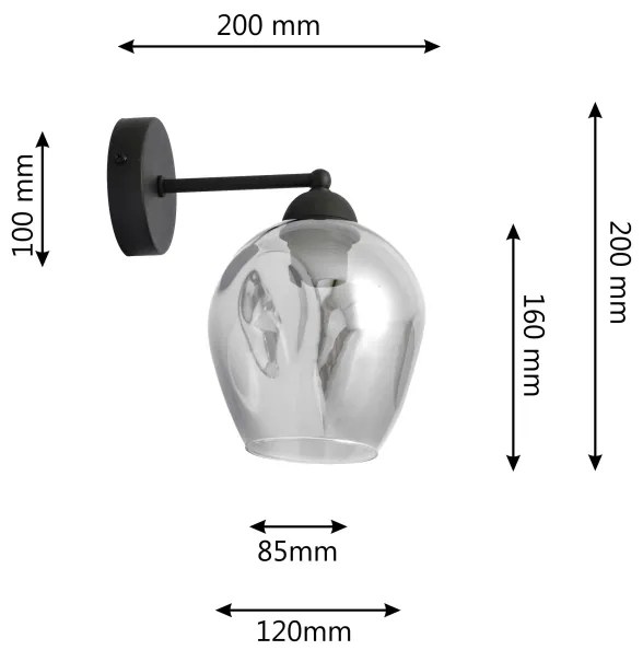 Fali lámpa LILI 1xE27/15W/230V fekete/szürke