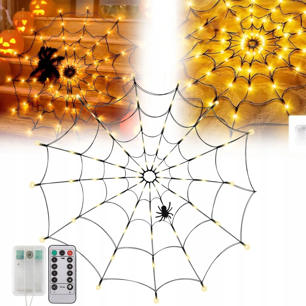 Halloween Dekoráció Világító Pókháló Lámpa Mesterséges Pók Led 120 CM