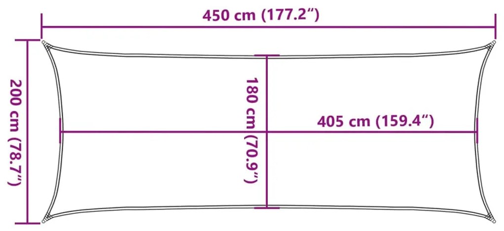 tópszínű HDPE napvitorla 160 g/m² 2 x 4,5 m
