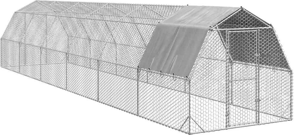 vidaXL Csirkekifutó tetővel 2,5x12x2,25 m horganyzott acél