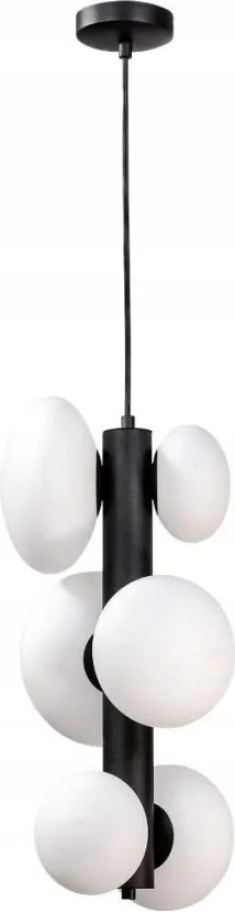 Fekete cső függőlámpa fehér üvegbúrákkal Omi 1194 Zuma Line