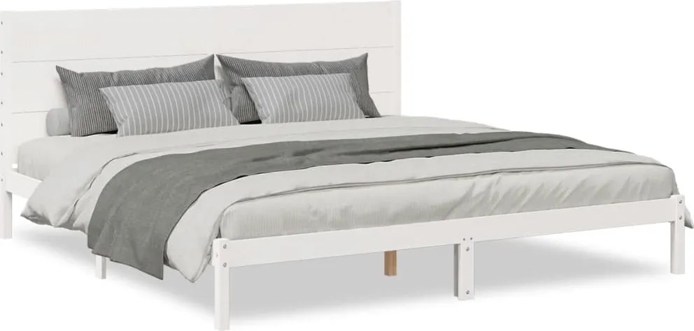 vidaXL fehér tömör fa extra hosszú ágykeret matrac nélkül 200 x 220 cm