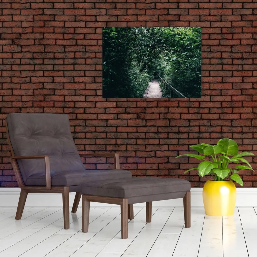 Üveg kép - Az erdőn át vezető út (70x50 cm)