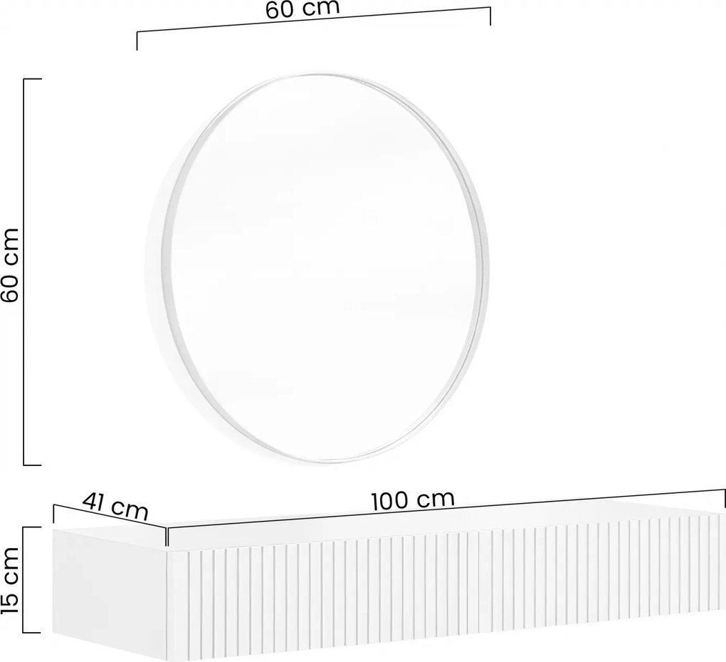 Nicole fali sminkasztal arany tükörrel 60 cm - matt fehér