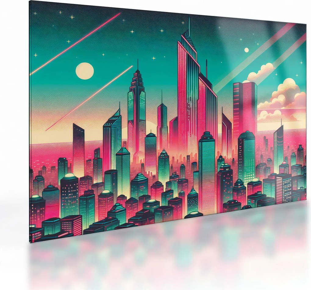 Üveg kép – Nagyváros pop-art stílusban (70x50 cm)