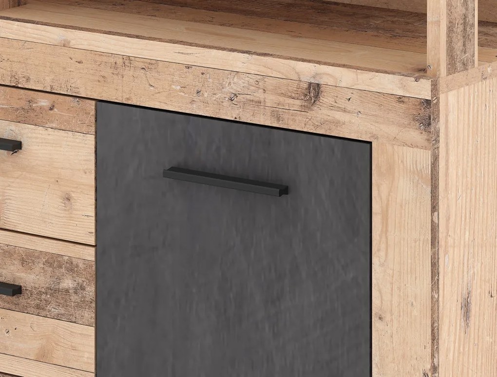 Komód 2 ajtóval és 4 fiókkal Old Style Light / Matera színkombinációban – LUNA MIDI B