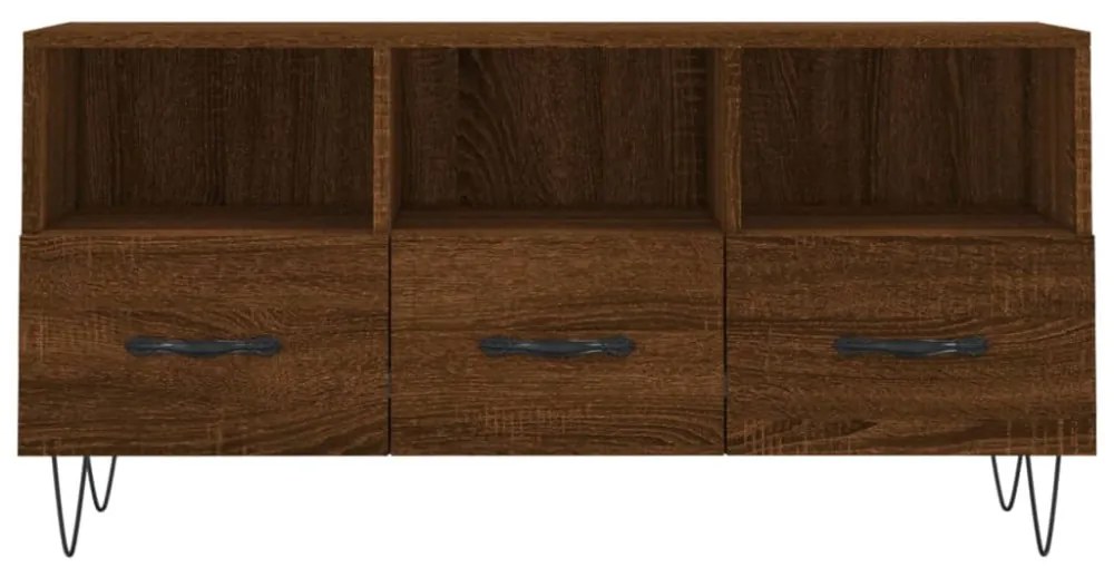 barna tölgyszínű szerelt fa TV-szekrény 102 x 36 x 50 cm