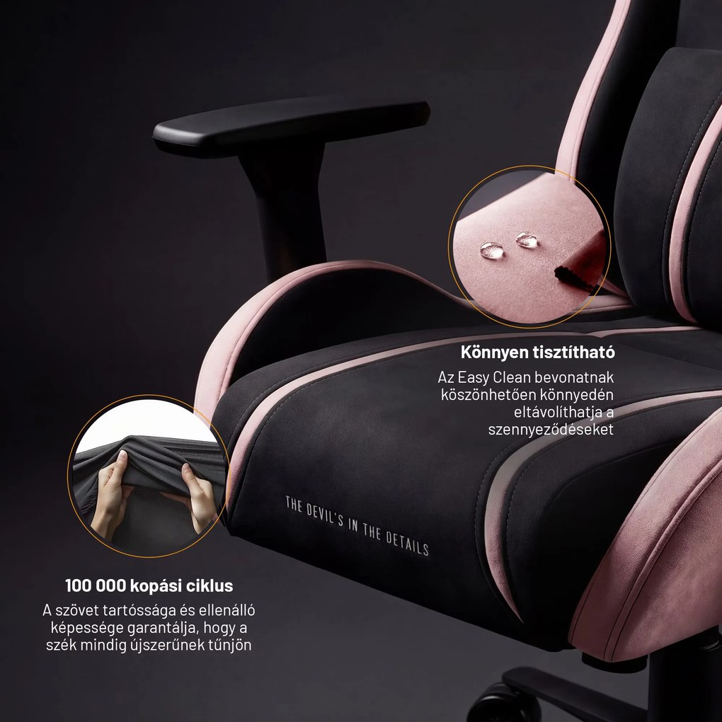 Gamer szék szövet Normal Size, fekete-rózsaszín: Diablo X-One 2.0 Akira Pink