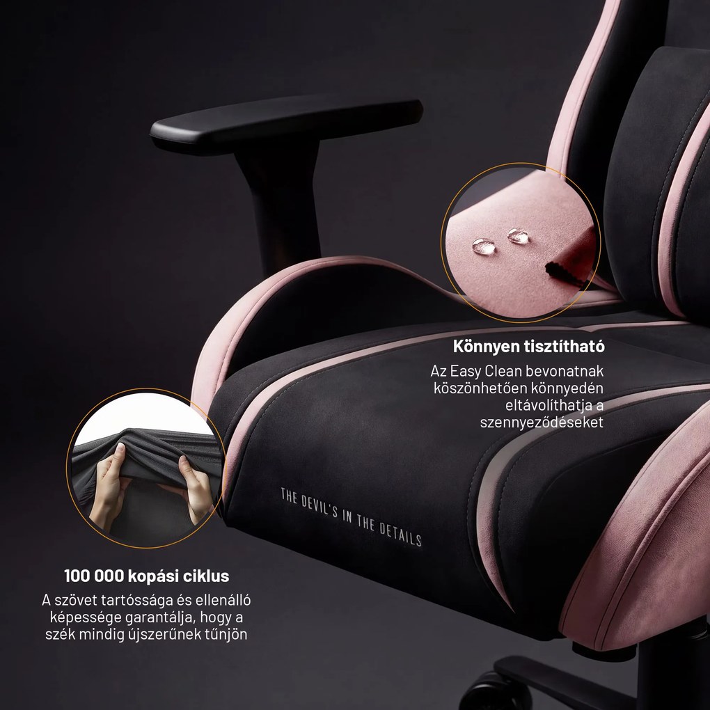 Szövet gamer szék fekete-rózsaszín Diablo X-One 2.0 Akira Pink Normal